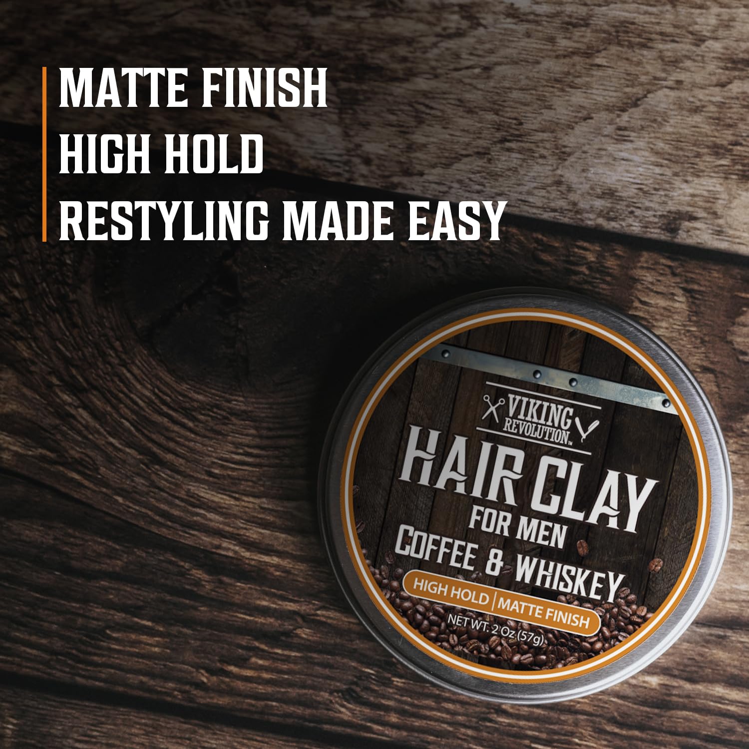 Viking Revolution open jar displaying clay texture for easy styling pickup