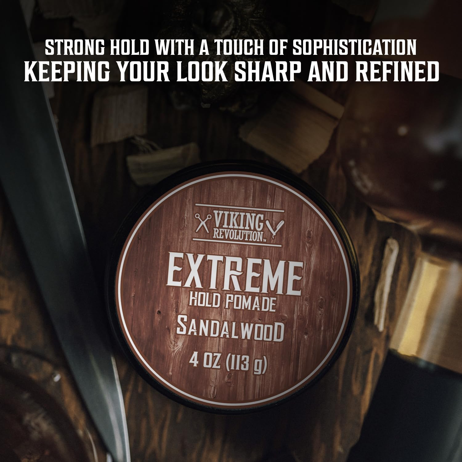 Viking Revolution jar on bathroom shelf showing everyday grooming convenience