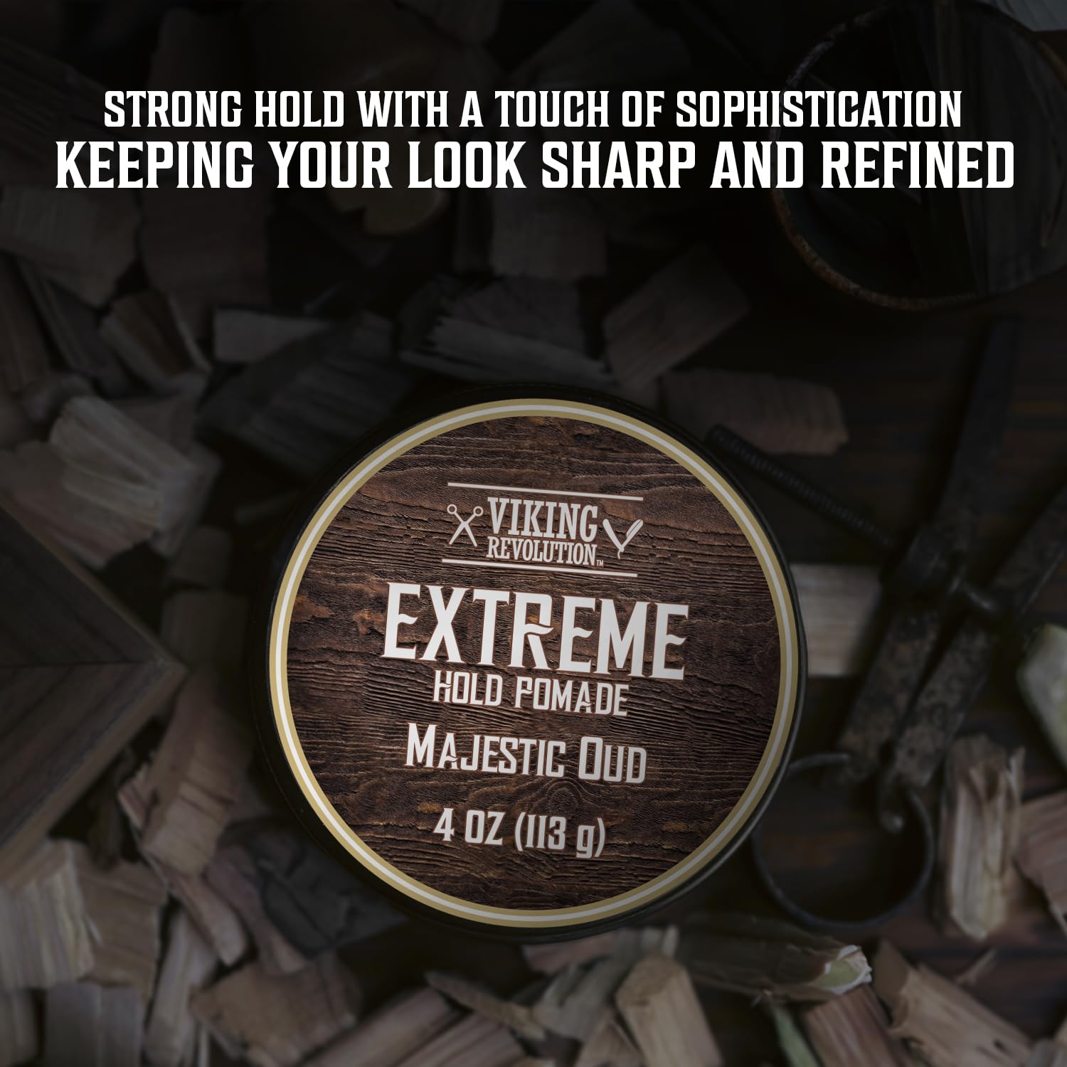 Viking Revolution pomade on hand demonstrating smooth application and control