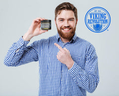Viking Revolution pomade used to create a polished pompadour showing firm hold and high shine