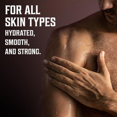 Creamy lotion texture close-up with Viking Revolution showing fast absorption benefit