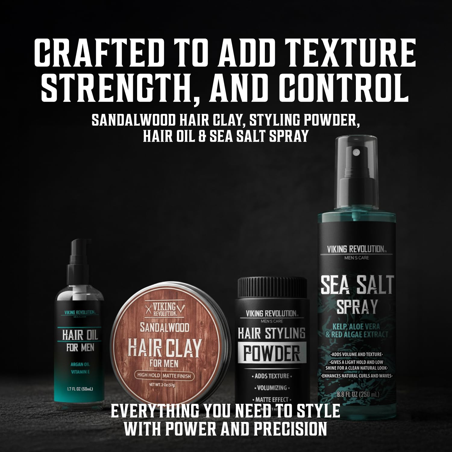 Viking Revolution sea salt spray close-up highlighting gritty texture and lift