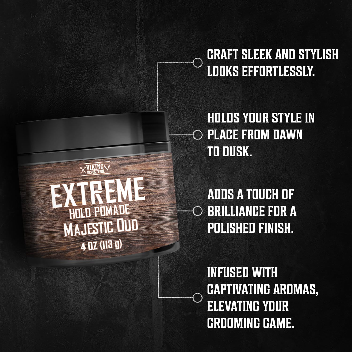 Viking Revolution close-up of pomade texture with glossy sheen for polished styles