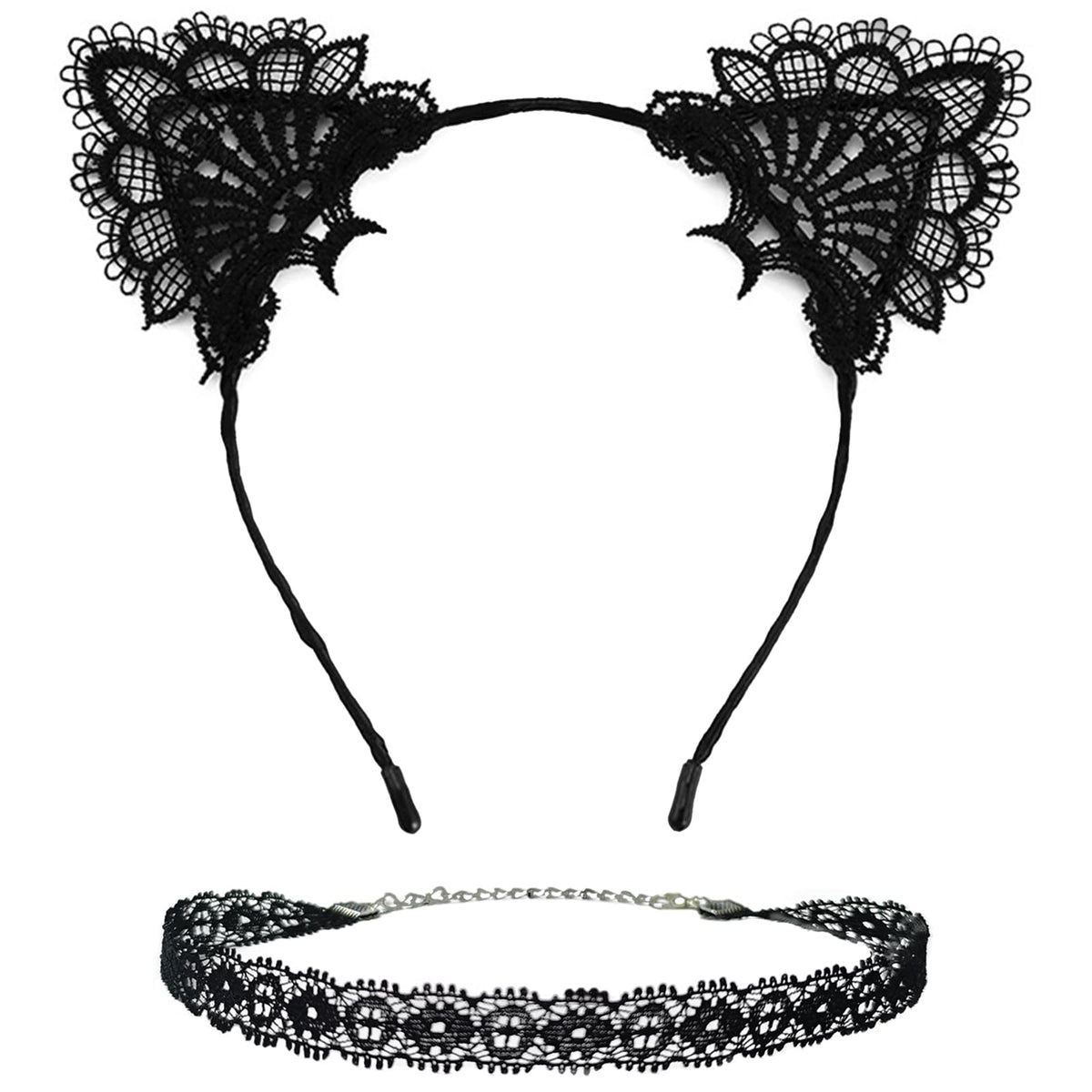 Villorem front view of headband and collar set showing finished look and easy wear