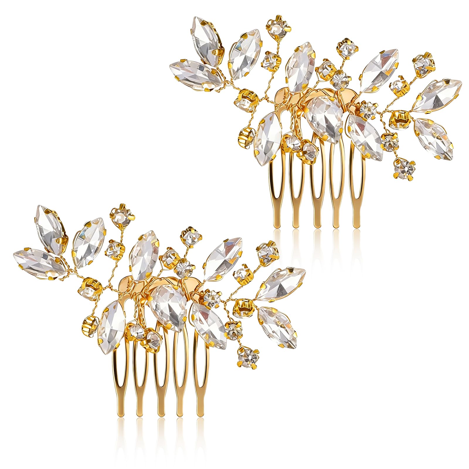 Vin Beauty gold combs front view showing elegant sparkle and secure design