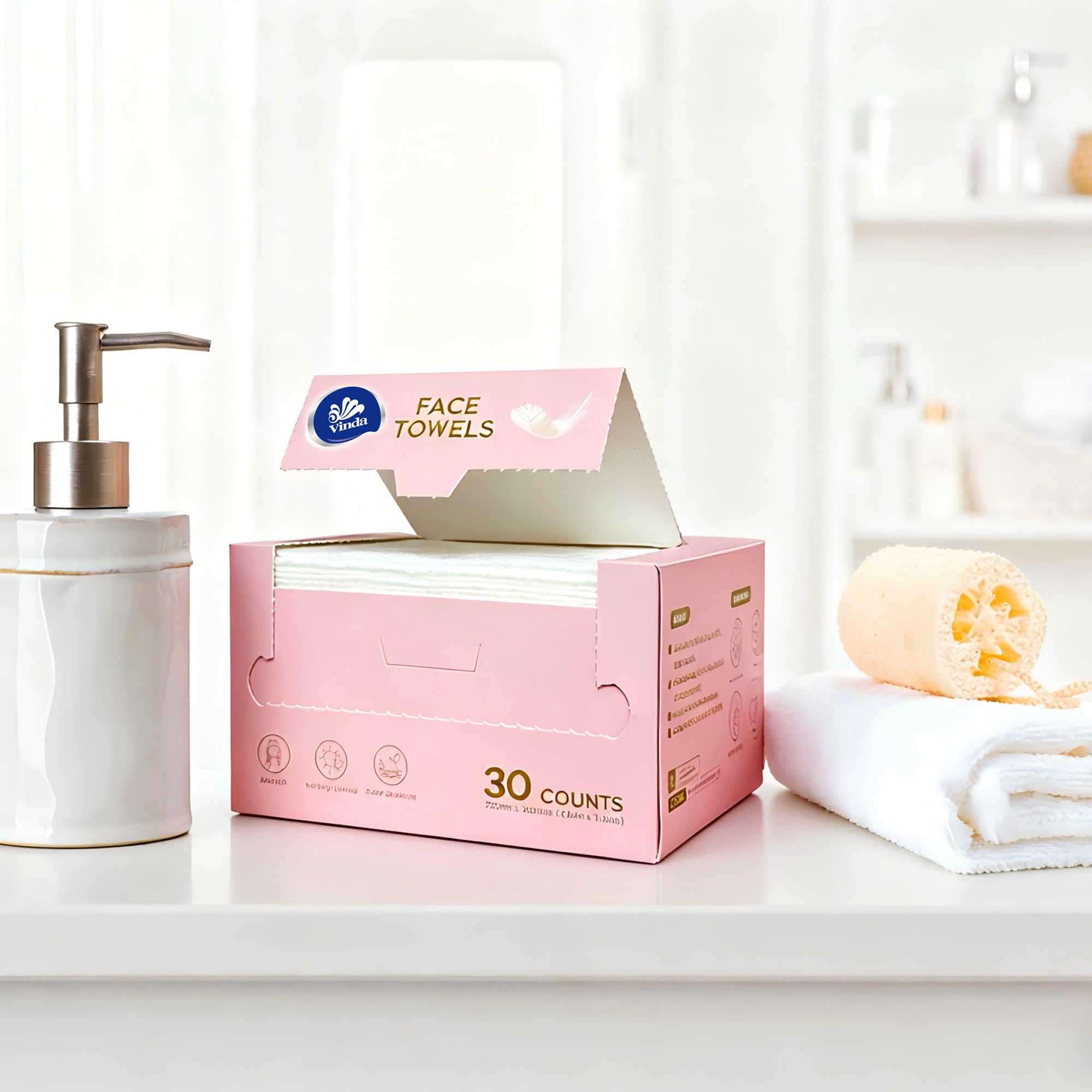 Vinda clean lifestyle bathroom setup illustrating daily skincare ease
