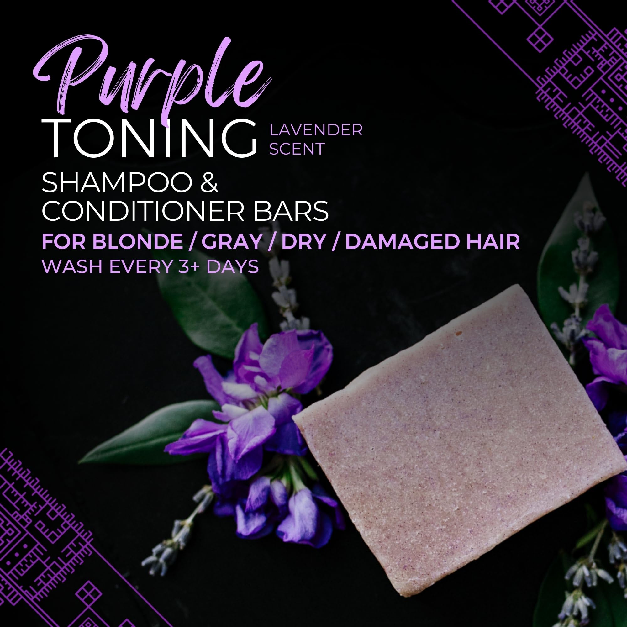 Viori purple bar close-up texture highlighting creamy lather for gentle conditioning