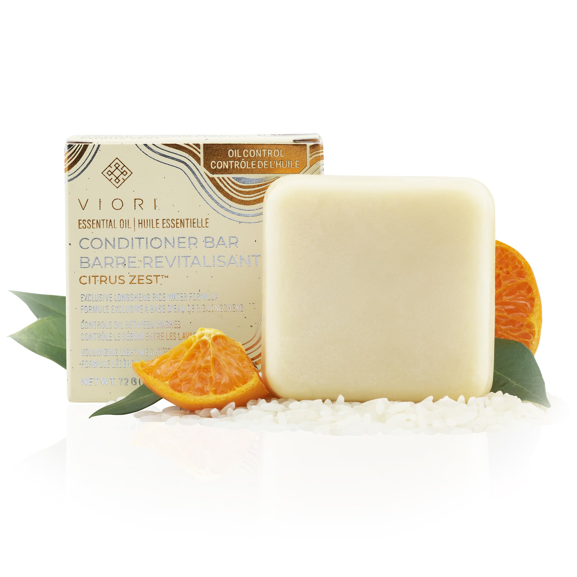 Viori citrus zest front packaging showing plastic-free bar benefits
