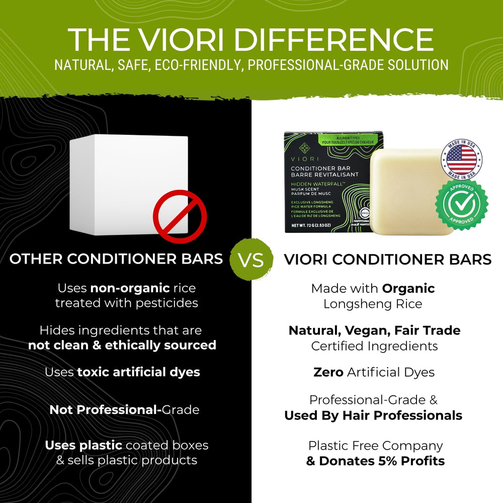 Viori conditioner bar lathered in hands demonstrating easy application and slip