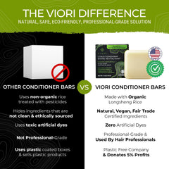 Viori conditioner bar lathered in hands demonstrating easy application and slip