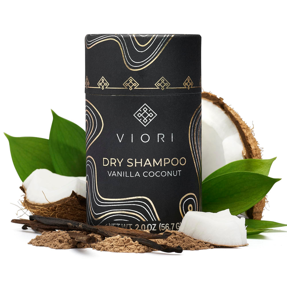 Viori dry shampoo front packaging showing product and benefits