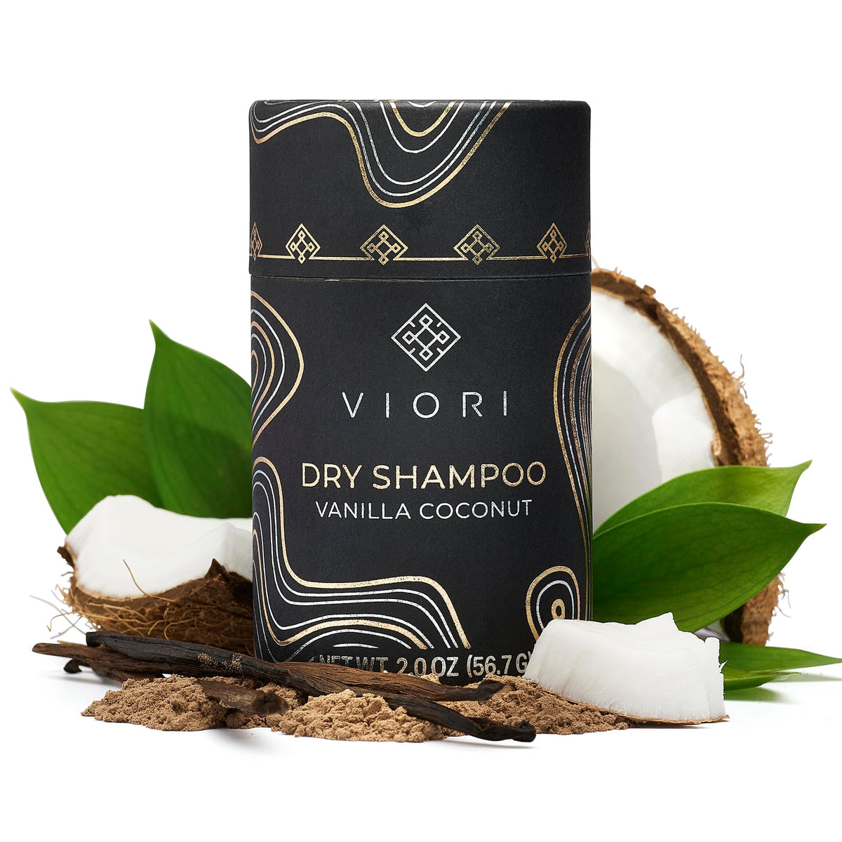 Viori dry shampoo front packaging showing product and benefits