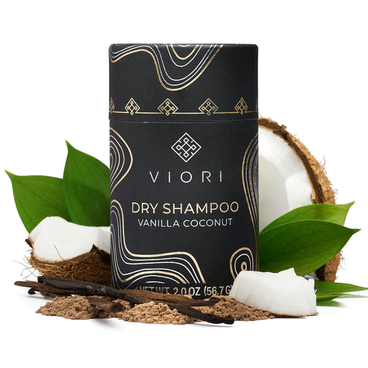 Viori dry shampoo front packaging showing product and benefits
