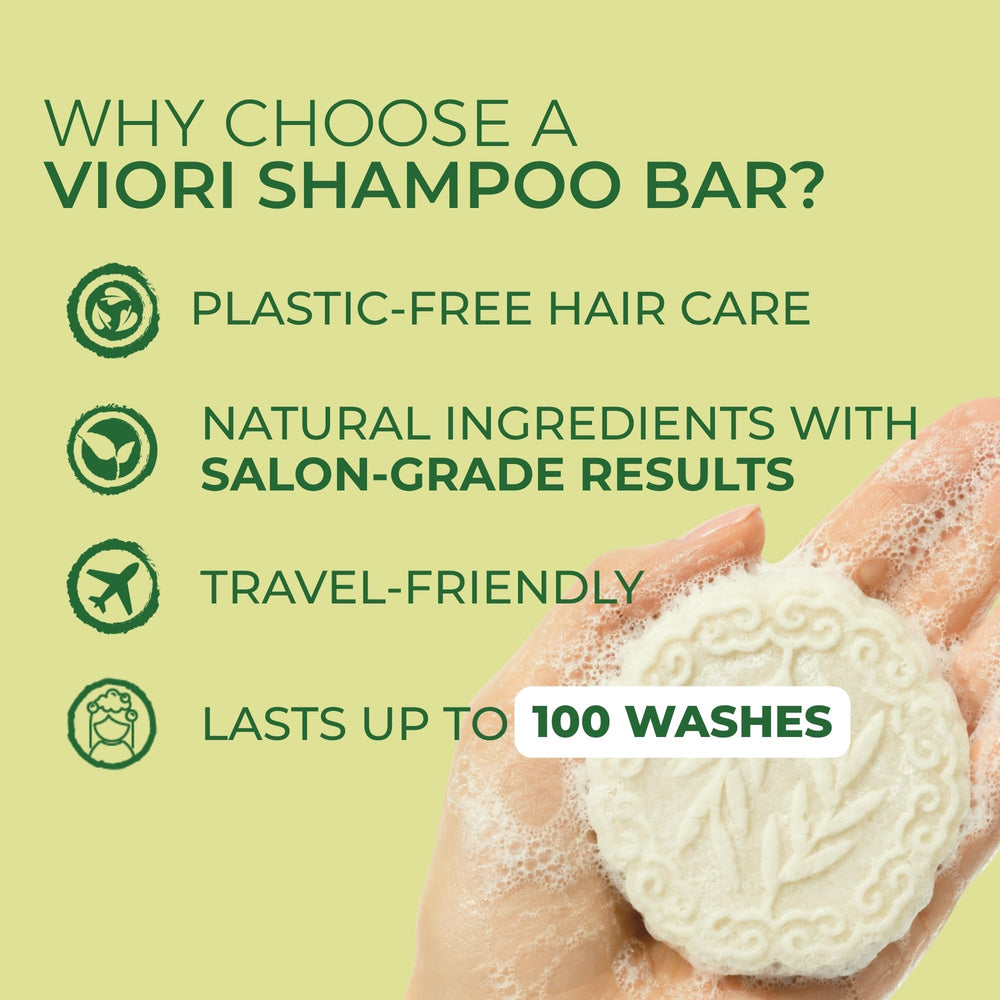 Viori applying bar to wet hair demonstrating easy use and refresh