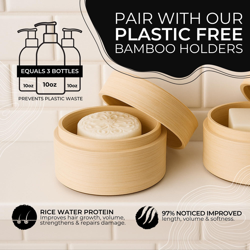 Viori shampoo bar held in hand to show size and easy travel-friendly scale