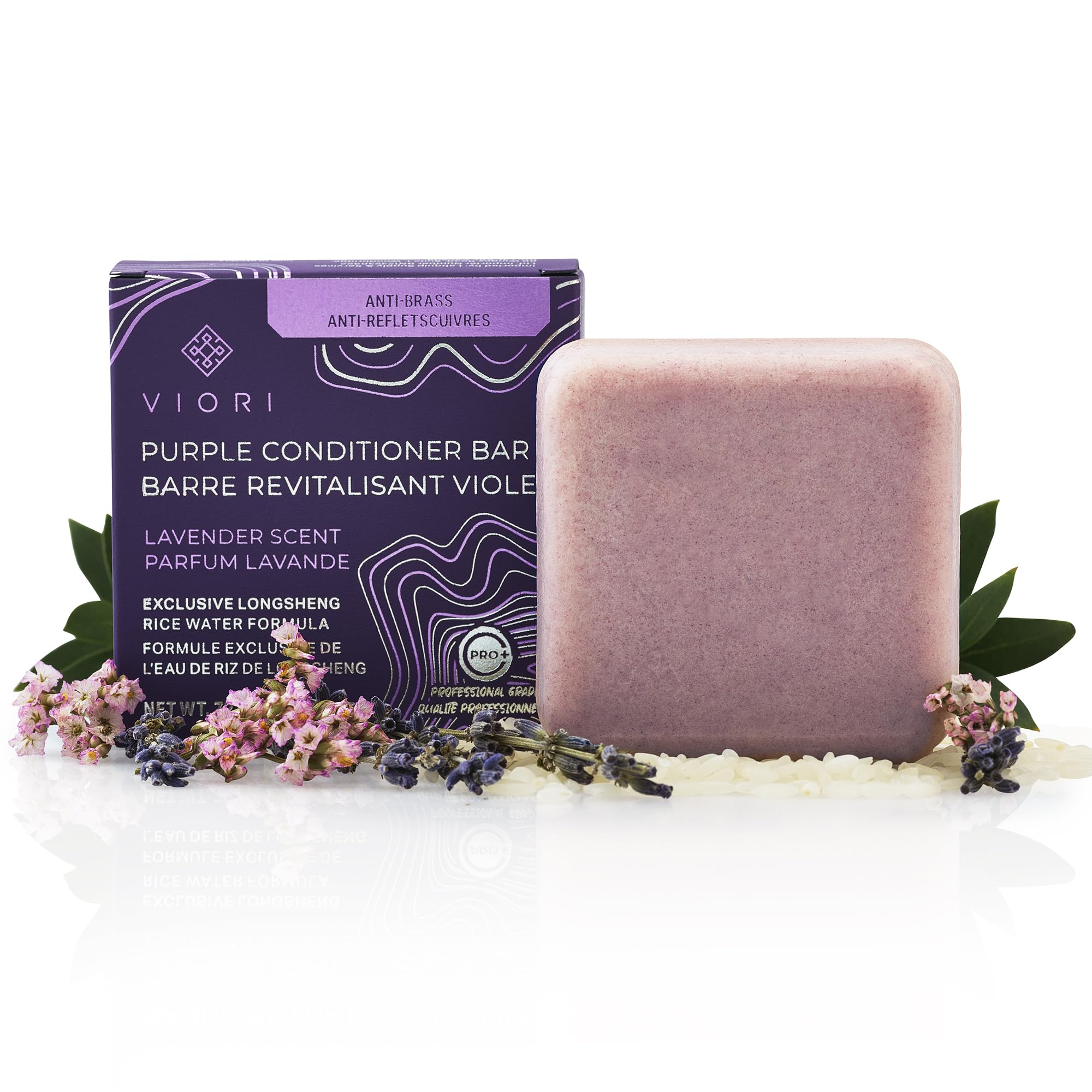 Viori conditioner bar front packaging showing product and eco-friendly design benefits