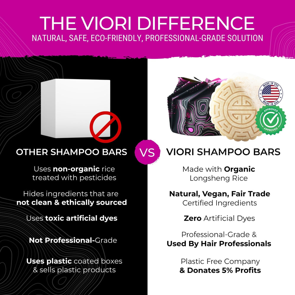 Viori ingredients bowls with rice water and oils showing natural sourcing