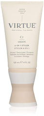 VIRTUE front bottle showing label and sleek packaging, indicates professional styling benefit