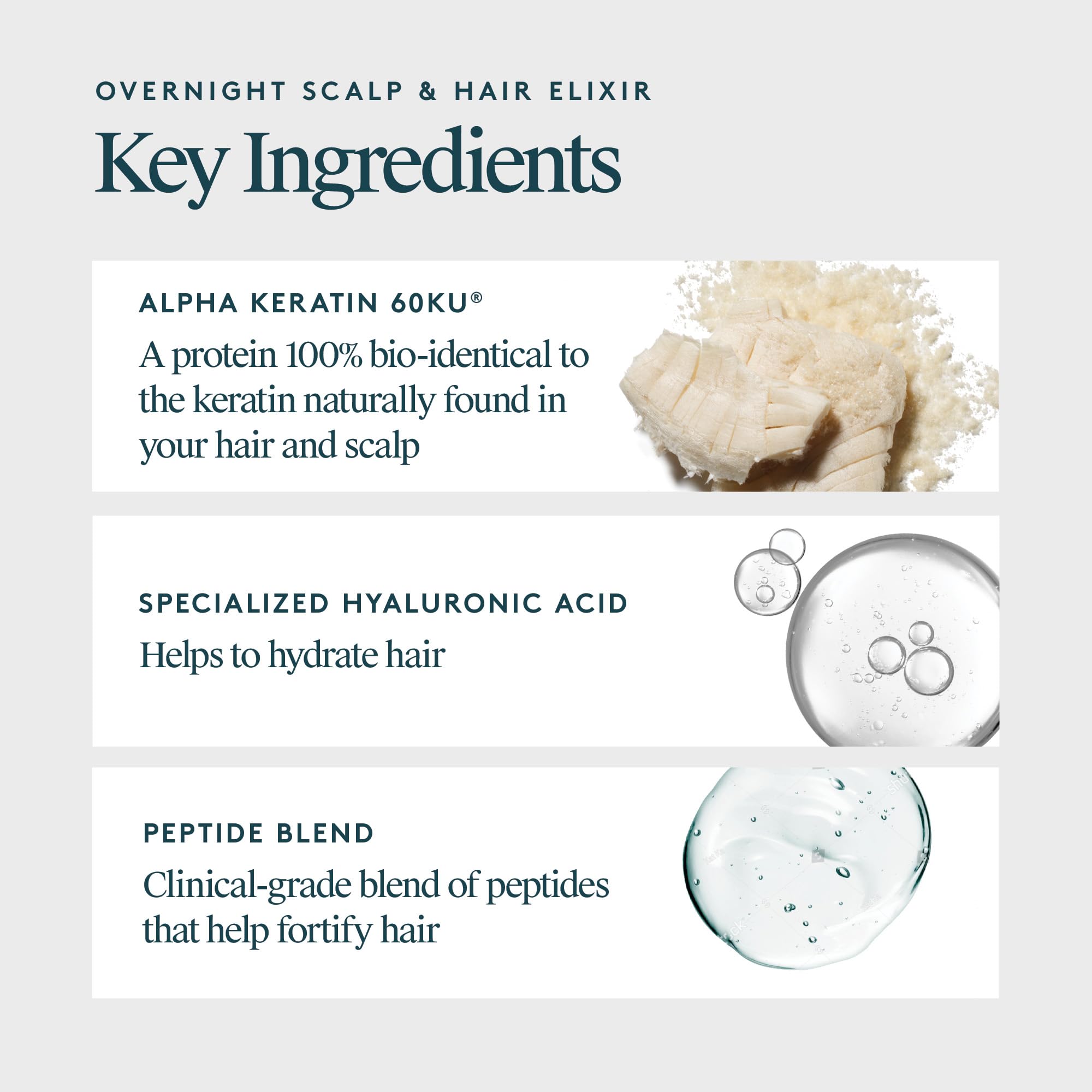VIRTUE Alpha Keratin 60ku ingredient visual representing structure-support benefits