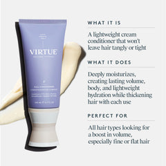 VIRTUE creamy conditioner texture close-up for lightweight hydration benefit