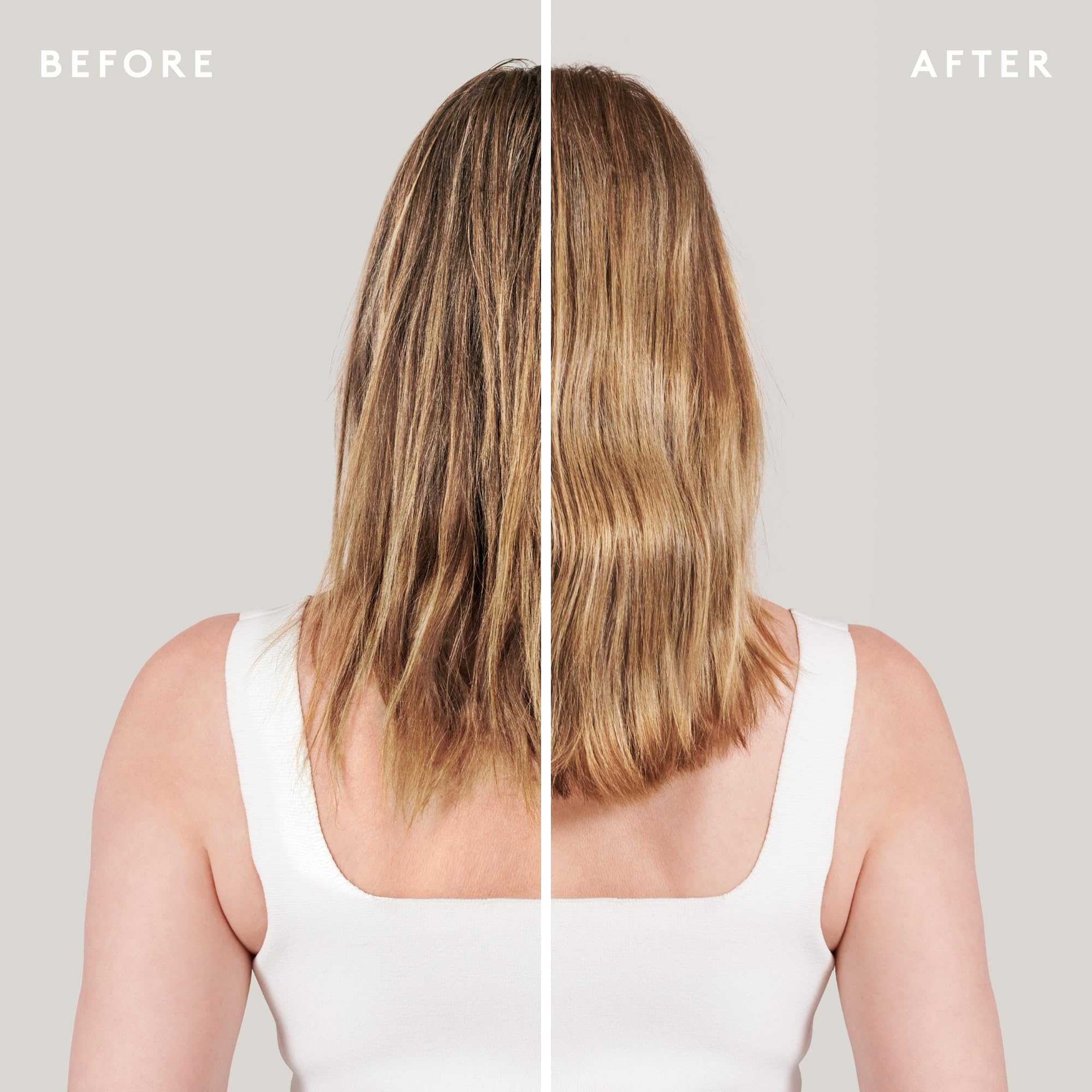 VIRTUE before and after hair texture showing fuller-looking results