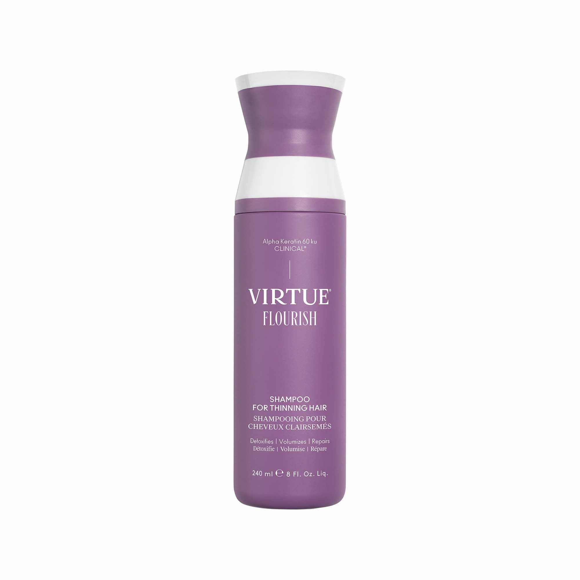 VIRTUE front bottle showcasing clean formula and volume benefit