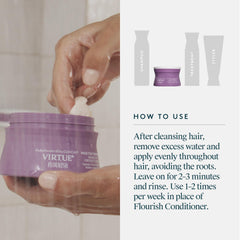 VIRTUE applied to wet hair showing even coverage and detangling benefit