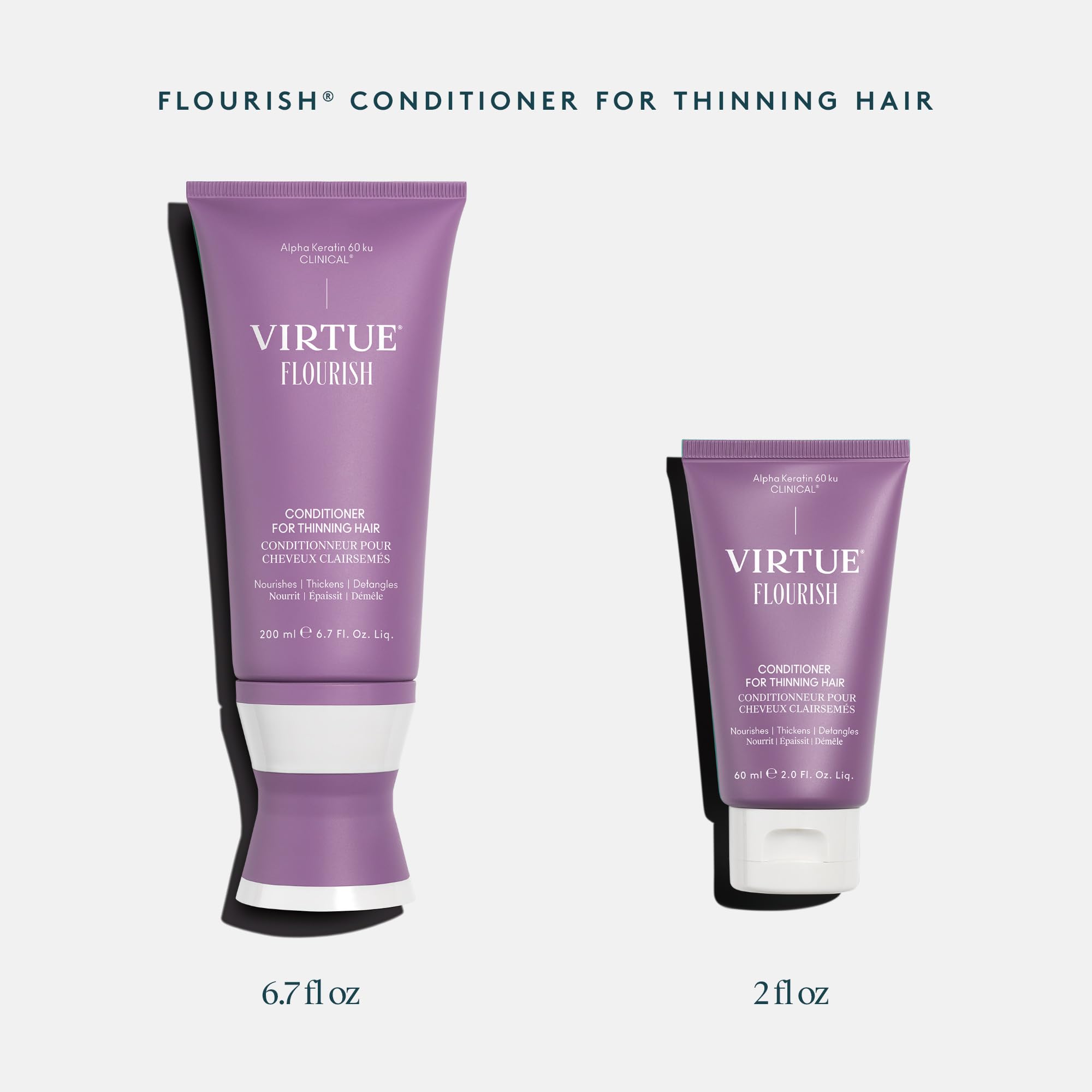 Virtue Flourish paired with matching shampoo on a shelf showing routine