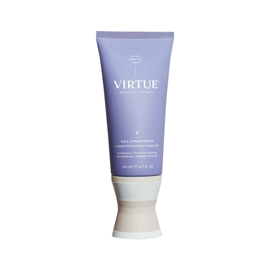 VIRTUE bottle front view showing clean packaging and volumizing promise