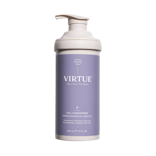 VIRTUE front bottle showing full volumizing conditioner benefits