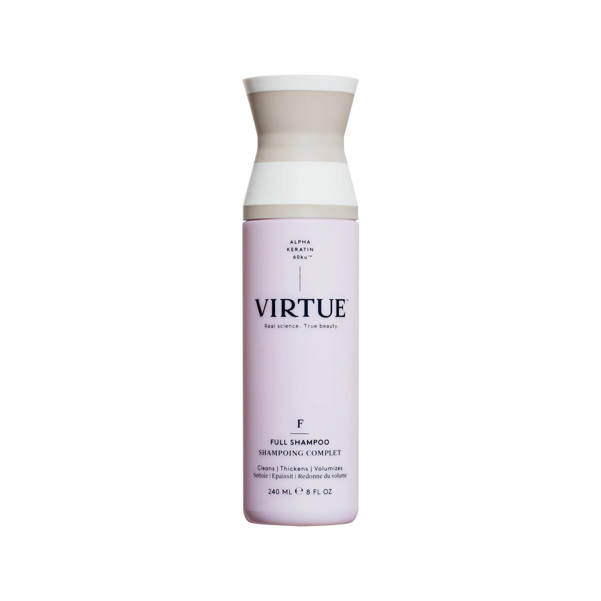 VIRTUE front packaging showing product and volume claims for lightweight body