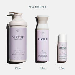 VIRTUE size comparison beside common bottle to show scale and capacity