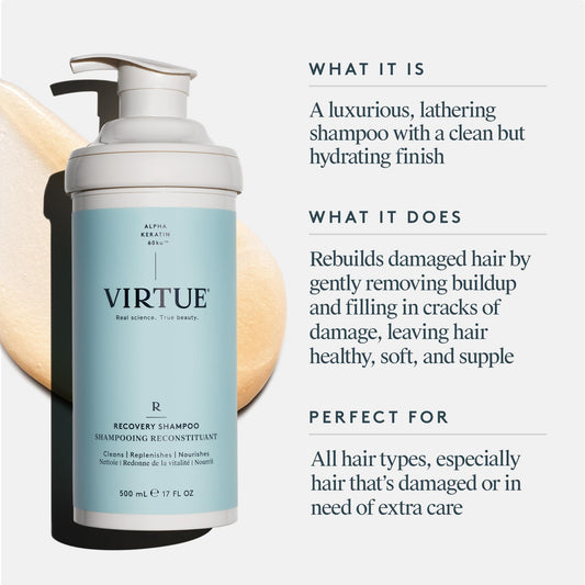 VIRTUE close-up of Alpha Keratin 60ku ingredient boosting strength