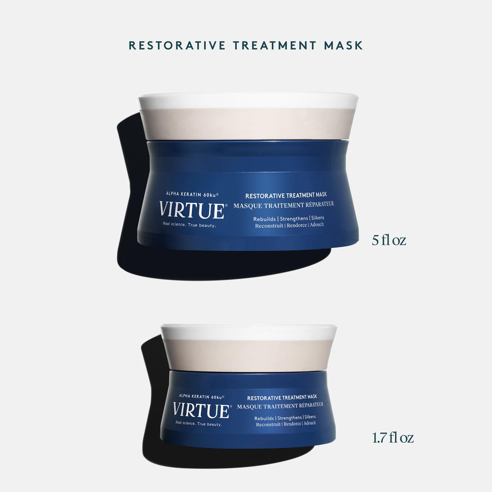 VIRTUE mask being applied to wet hair demonstrating easy use