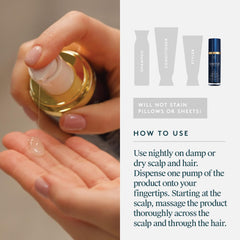 VIRTUE serum texture drops on skin highlighting lightweight absorption benefit