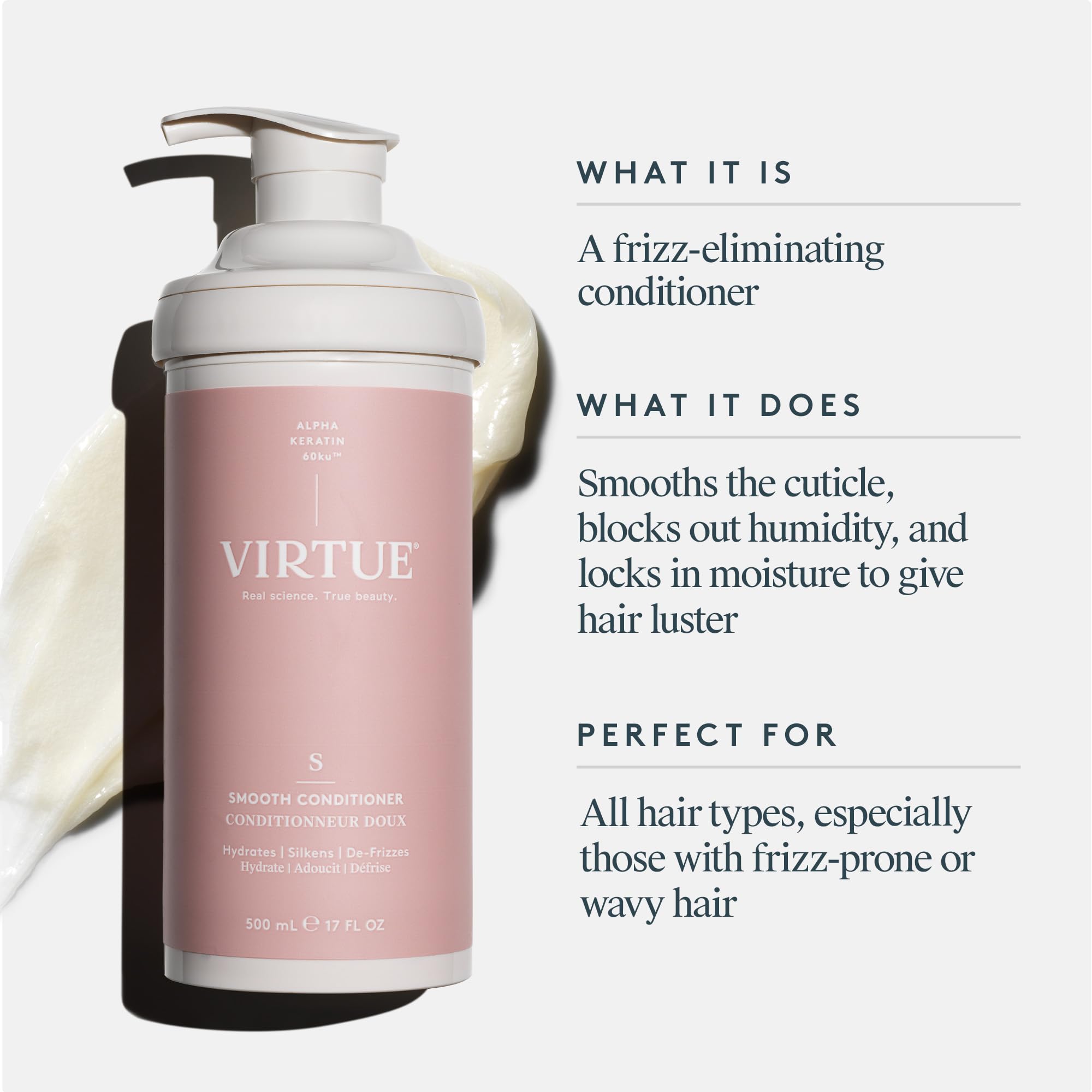 VIRTUE back label close-up showing ingredient list and usage directions
