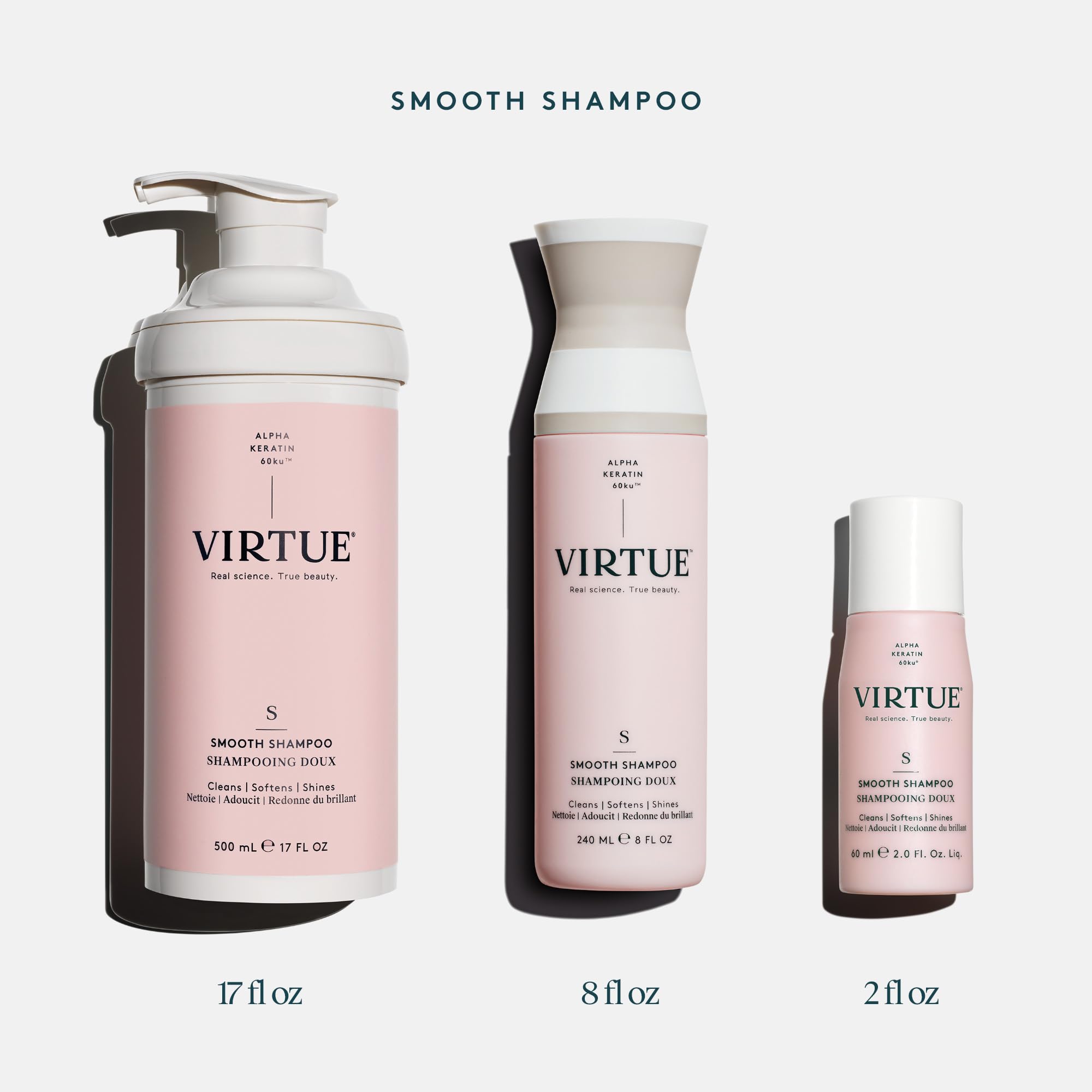 VIRTUE bottle held in hand to show size and travel-friendly benefit