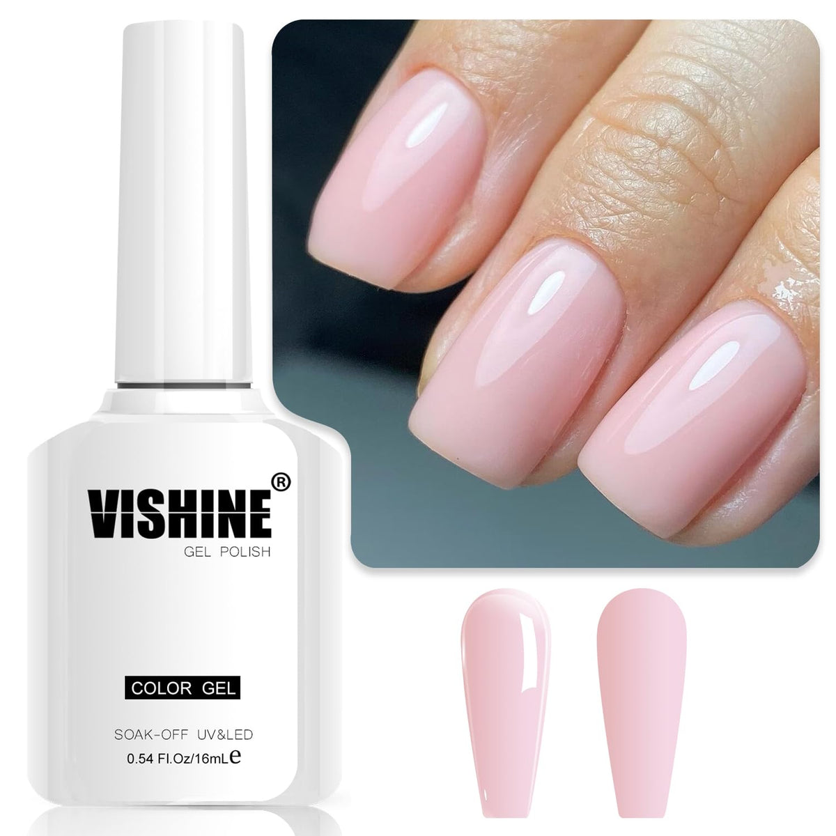 Vishine front packaging showing soft pink shade and clear labeling for easy selection