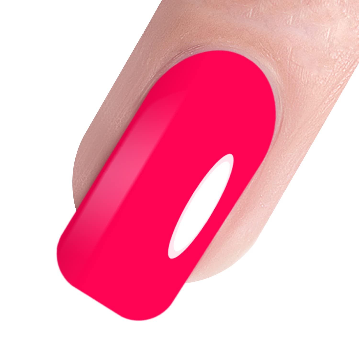 Vishine swatch on hand demonstrating vibrant Hot Rose Pink wear and shine