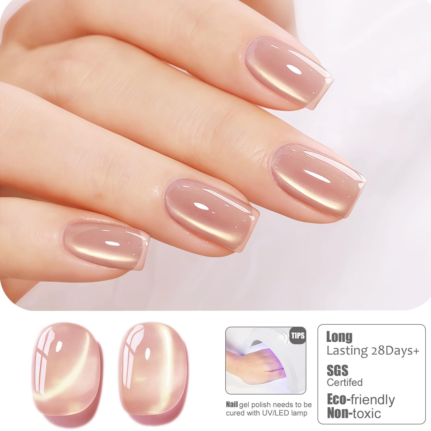 Vishine magnet held over wet gel demonstrating cat eye stripe effect and precision benefit
