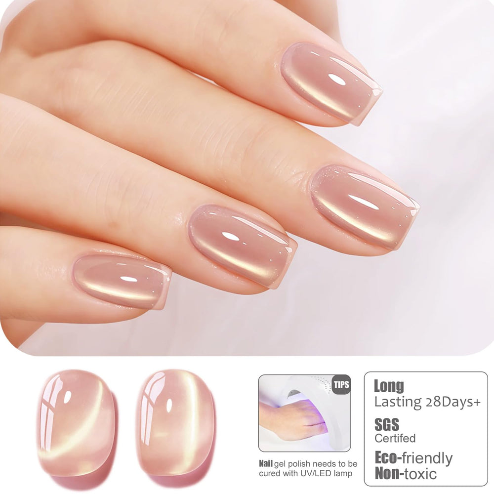 Vishine magnet held over wet gel demonstrating cat eye stripe effect and precision benefit