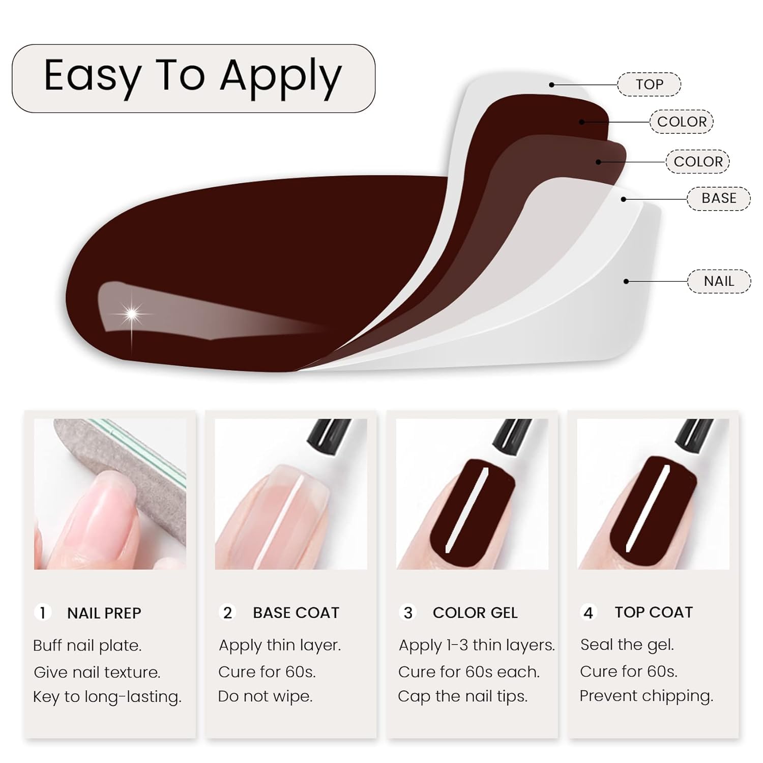 Vishine cured nails on model showcasing long-lasting high-gloss result