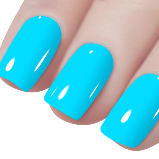 Vishine brush stroke of sky blue gel showing smooth, streak-free application