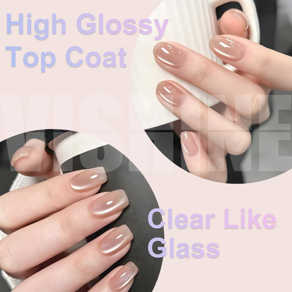 Vishine top coat curing under LED lamp showing quick dry professional finish