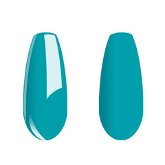 Vishine swatch on nail tip showing true turquoise color payoff