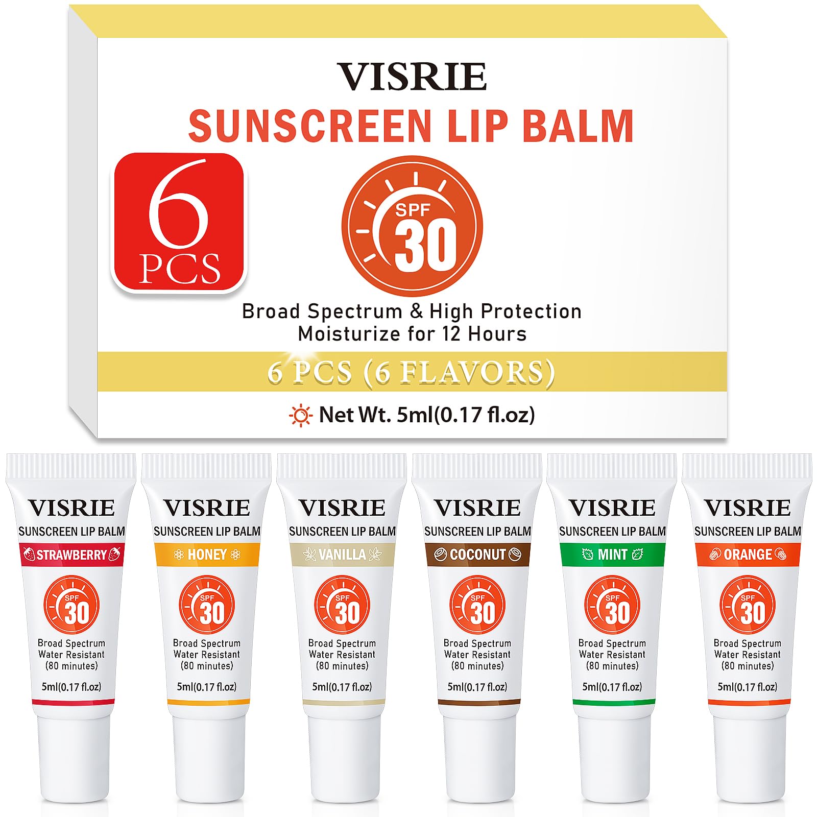 VISRIE front packaging showing six tubes, convenient protection