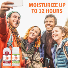 VISRIE applied on lips outdoors, shows sunscreen coverage and hydration benefit