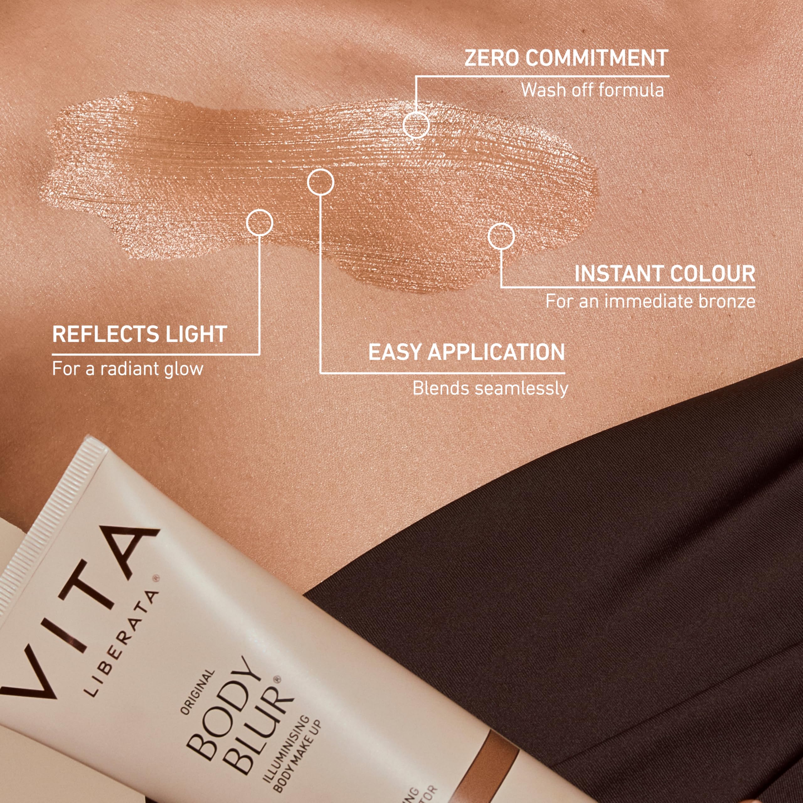 VITA LIBERATA before and after legs showing even bronzed finish