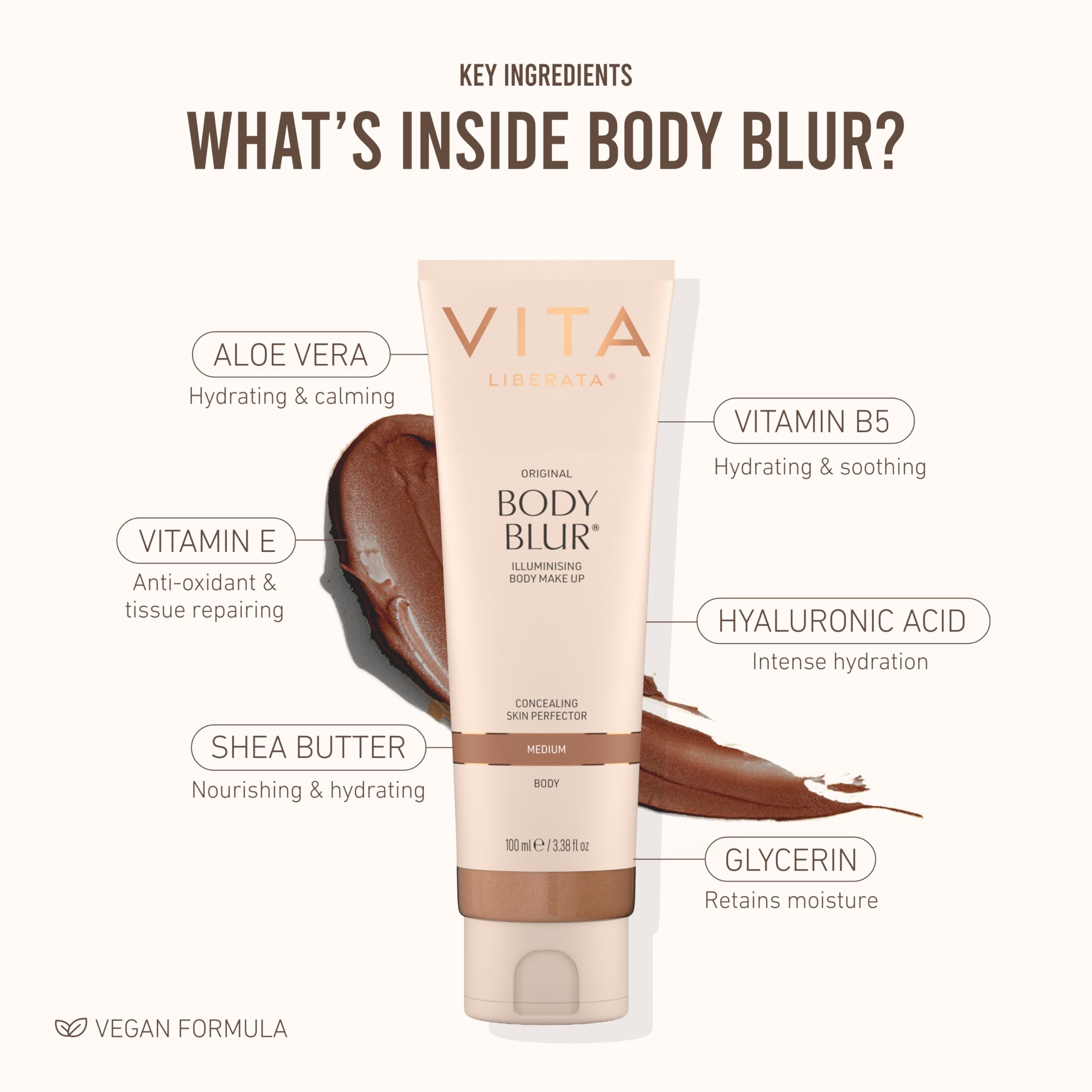 VITA LIBERATA shea and glycerin visual highlighting moisturizing benefits in formula
