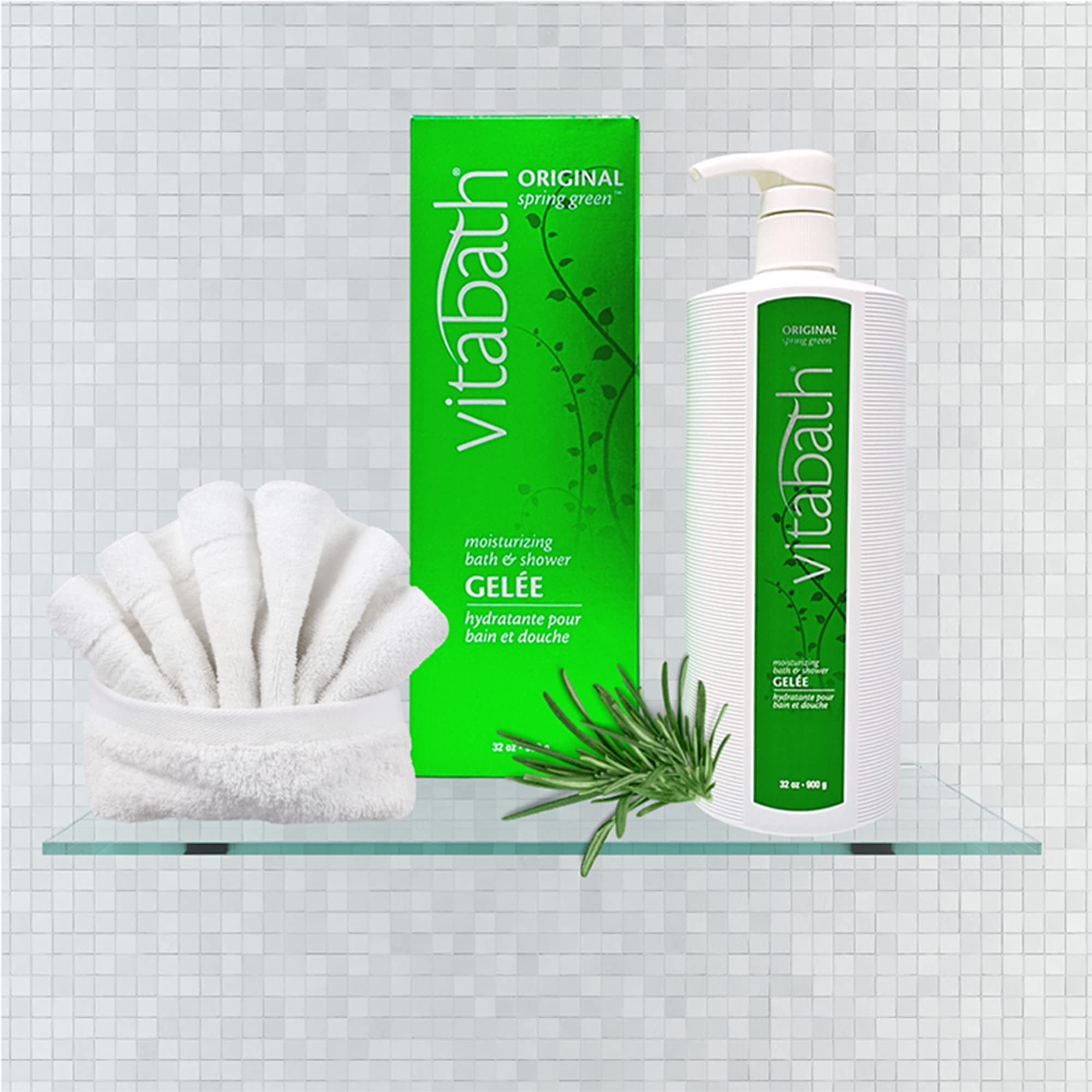 Vitabath gel texture on hand showing silky, hydrating feel